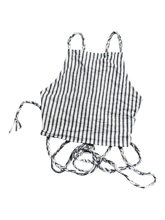 lagos bikini Tops - Lagos Striped Black & White Crop Halter Top